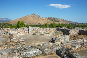 Ruins of ancient acropolis of Tiryns - a Mycenaean archaeological site in Argolis in the...