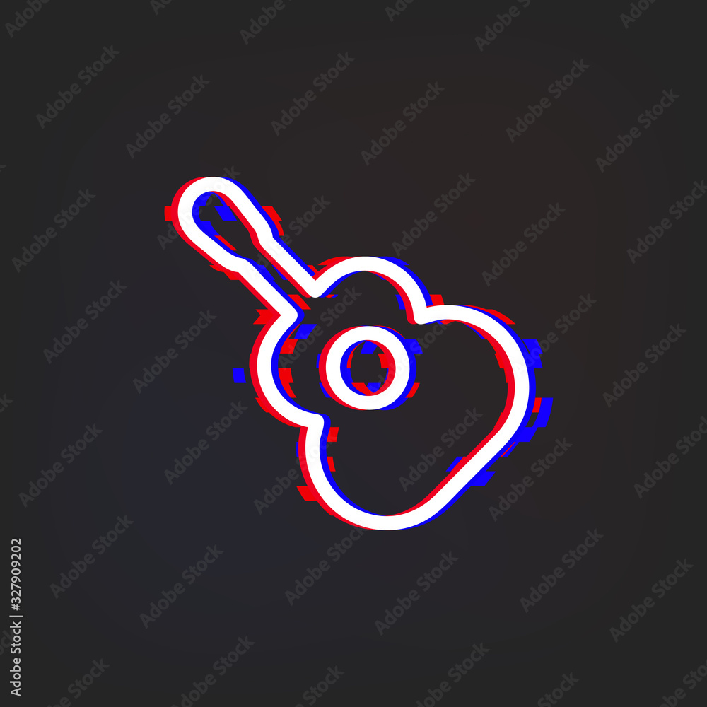 Poster guitar glytch icon. simple thin line, outline vector of web icons for ui and ux, website or mobile a