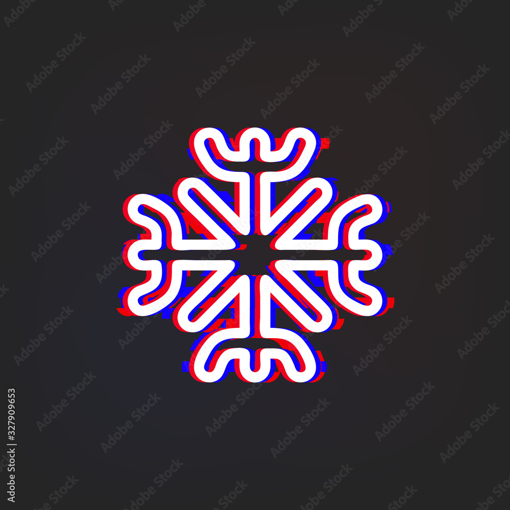 Poster snowflake glytch icon. simple thin line, outline vector of web icons for ui and ux, website or mobil