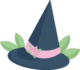 Fototapeta premium cute witch hat with flower