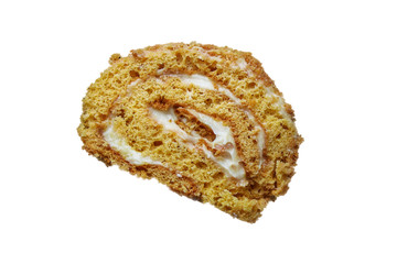 biscuit cake roll (delicious sweet honey dessert) menu concept. background. top view. copy space