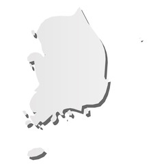 South Korea - grey 3d-like silhouette map of country area with dropped shadow. Simple flat vector illustration