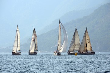 Fototapeta premium Yachts in the bay near the Turkish city of Marmaris