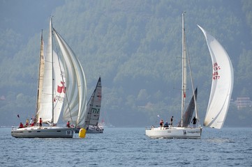 Fototapeta premium Yachts in the bay near the Turkish city of Marmaris
