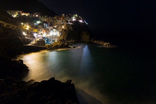 Night view on the Ligurian coast