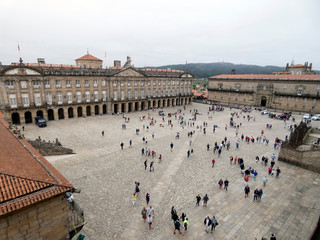 Plaza del Obradoiro en Santiago de Compostela , Galicia, España