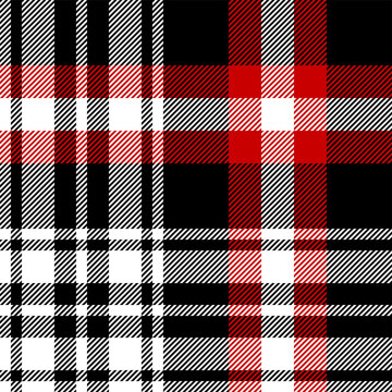 Tartan plaid pattern background. Seamless dark check plaid graphic in black, red, and white for scarf, flannel shirt, blanket, throw, upholstery, or other modern fabric design.
