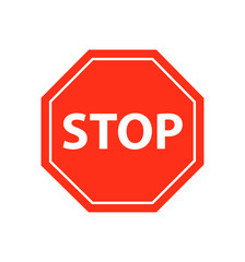 Vector illustration of Stop sign isolated on pure white
