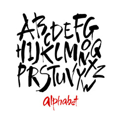 Vector Acrylic Brush Style Hand Drawn Alphabet Font. Calligraphy alphabet on a white background