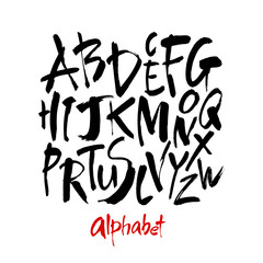 Vector Acrylic Brush Style Hand Drawn Alphabet Font. Calligraphy alphabet on a white background
