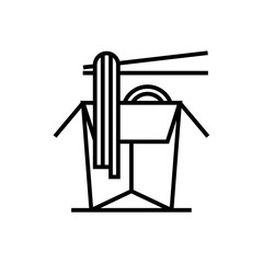 Takeout pasta line icon, concept sign, outline vector illustration, linear symbol.