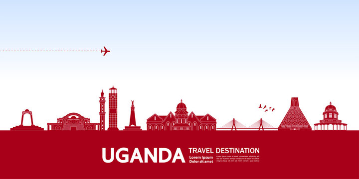 Uganda travel destination grand vector illustration. 