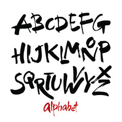 Vector Acrylic Brush Style Hand Drawn Alphabet Font. Calligraphy alphabet on a white background. Ink hand lettering.