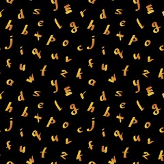 Modern design seamless pattern with english for decoration. Typography design. Modern vector lettering. Handwritten latin alphabet. Color gradient. Gold colorful font. Lower latin alphabet letters