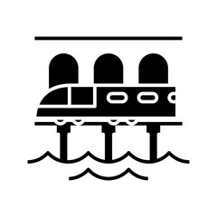 Modern train black icon, concept illustration, vector flat symbol, glyph sign.