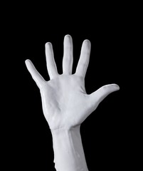 Palm isolated caucasian hand gesture, showing empty.