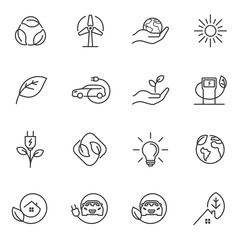 Energy and electricity related icon set thin vector icon set, black and white kit.