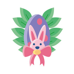 easter rabbit with eggs on white background
