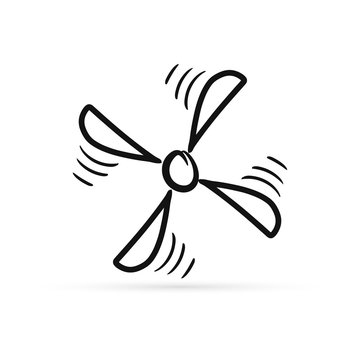 Outline propeller icon isolated on white. Doodle coloring. Vector stock illustration