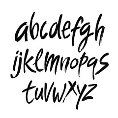 Vector Acrylic Brush Style Hand Drawn Alphabet Font. Calligraphy alphabet on a white background. Ink hand lettering.