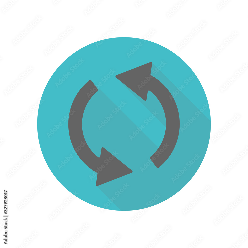 Poster arrow, refresh long shadow icon. simple glyph, flat vector of arrow icons for ui and ux, website or 