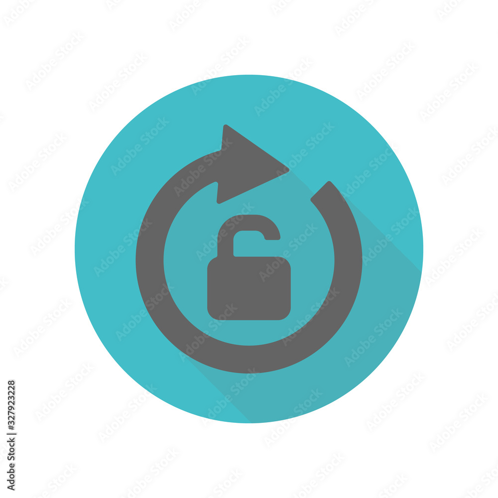 Poster arrow, unlock long shadow icon. simple glyph, flat vector of arrow icons for ui and ux, website or m