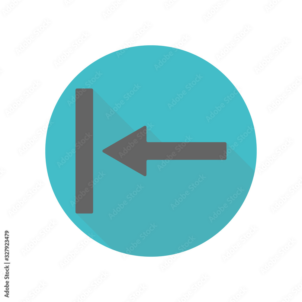 Poster arrow, backward long shadow icon. simple glyph, flat vector of arrow icons for ui and ux, website or