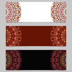 Abstract floral mandala banner set - colorful vector graphic elements