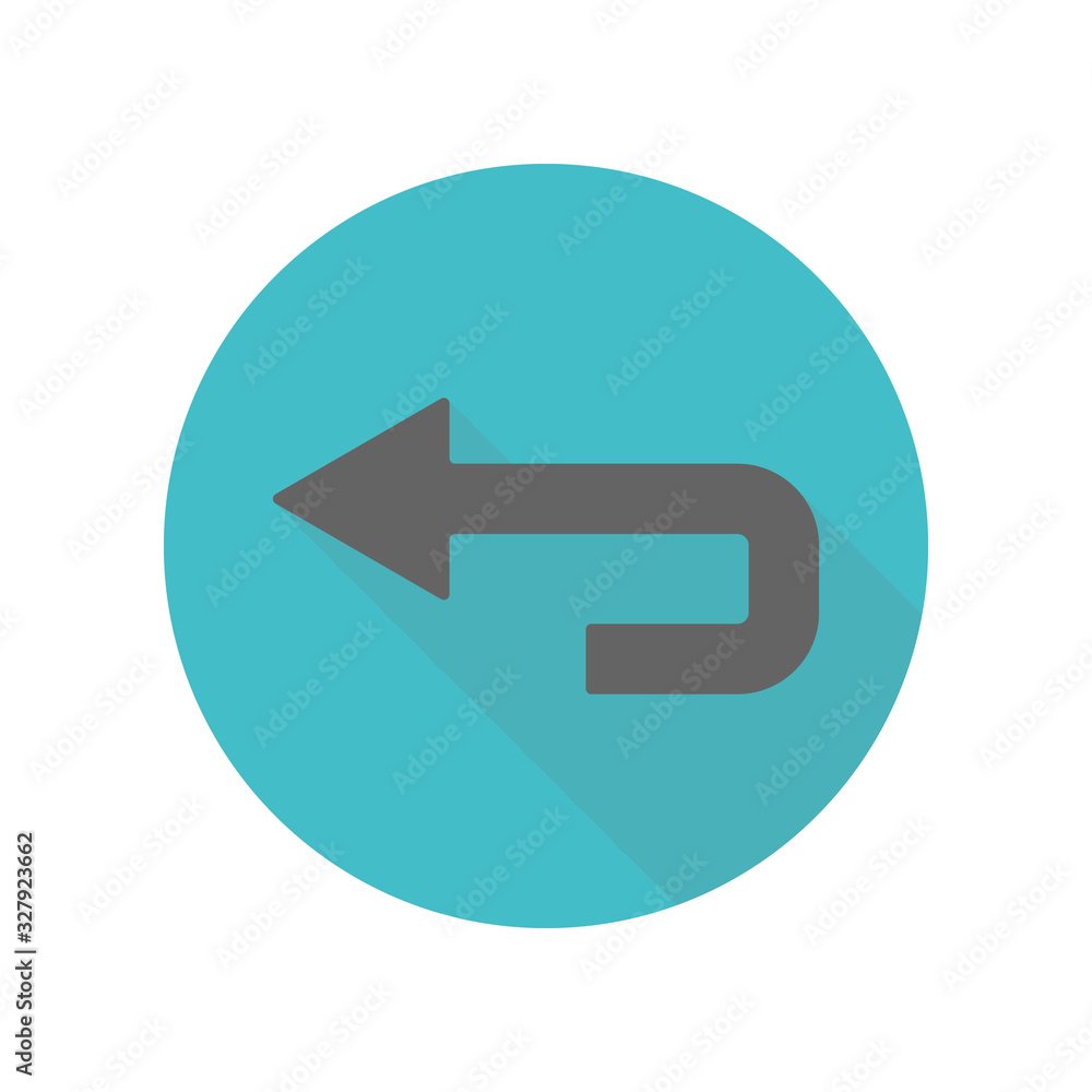 Poster arrow, backward long shadow icon. simple glyph, flat vector of arrow icons for ui and ux, website or