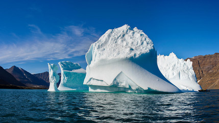 Beautiful landscape with iceberg in Greenland at summer time. Sunny weather.