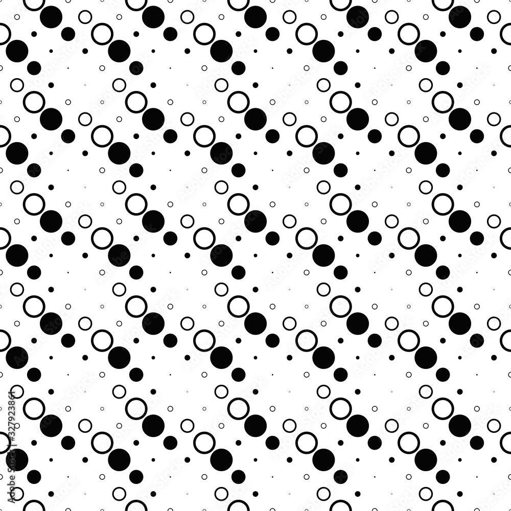 Poster seamless geometrical circle pattern background - black and white abstract vector graphic design