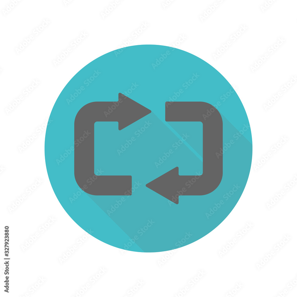 Poster arrow, refresh long shadow icon. simple glyph, flat vector of arrow icons for ui and ux, website or 