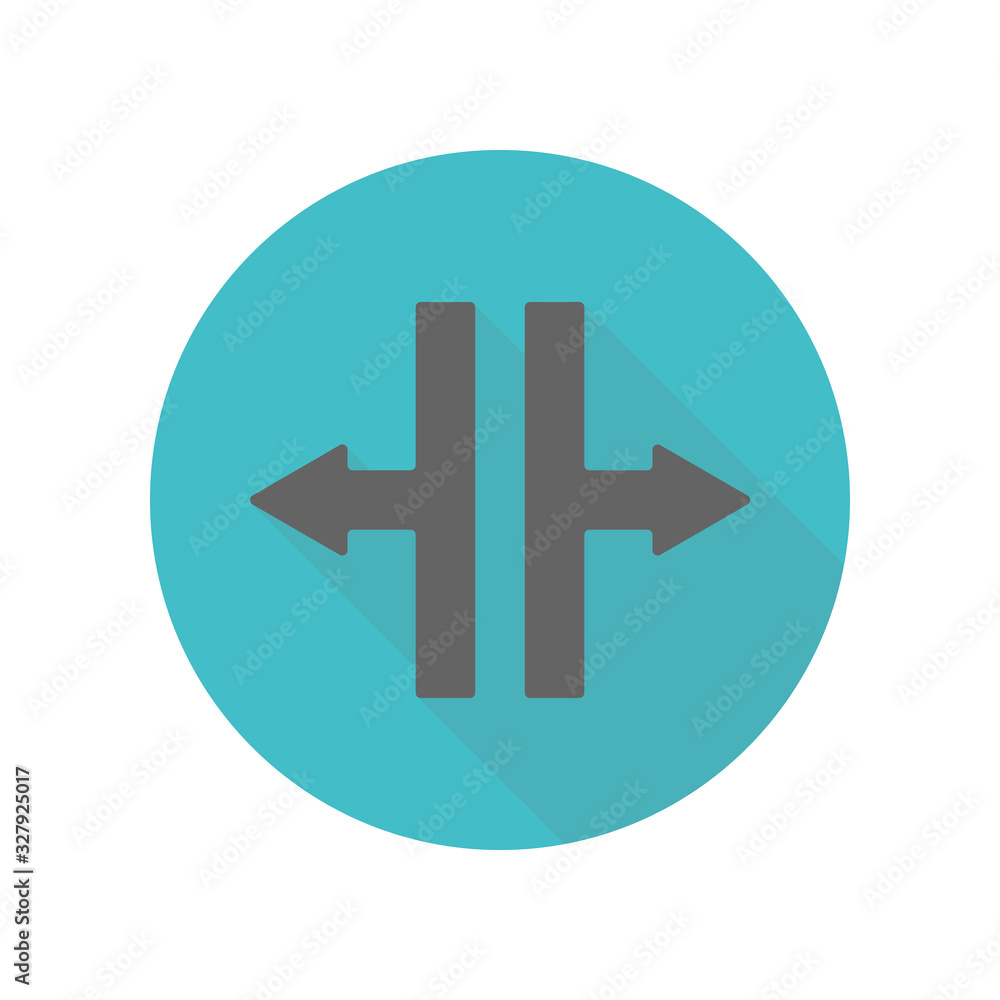 Poster arrow long shadow icon. simple glyph, flat vector of arrow icons for ui and ux, website or mobile ap