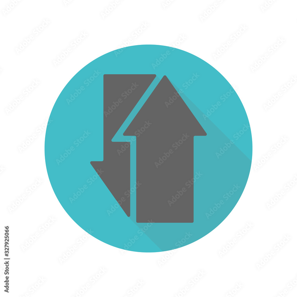 Poster arrow long shadow icon. simple glyph, flat vector of arrow icons for ui and ux, website or mobile ap