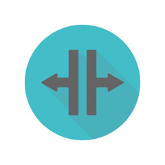 Obraz premium Arrow long shadow icon. Simple glyph, flat vector of arrow icons for ui and ux, website or mobile application