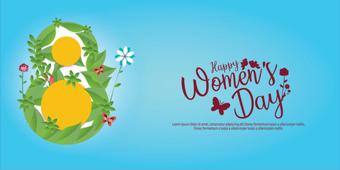 International women's day poster. 8 number origami design. Happy Mother's Day. vector illustration with place for your text.