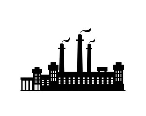 The building of a large metallurgical or chemical plant. The concept of industrial plant, environmental pollution, globalization. Vector illustration on a white background.