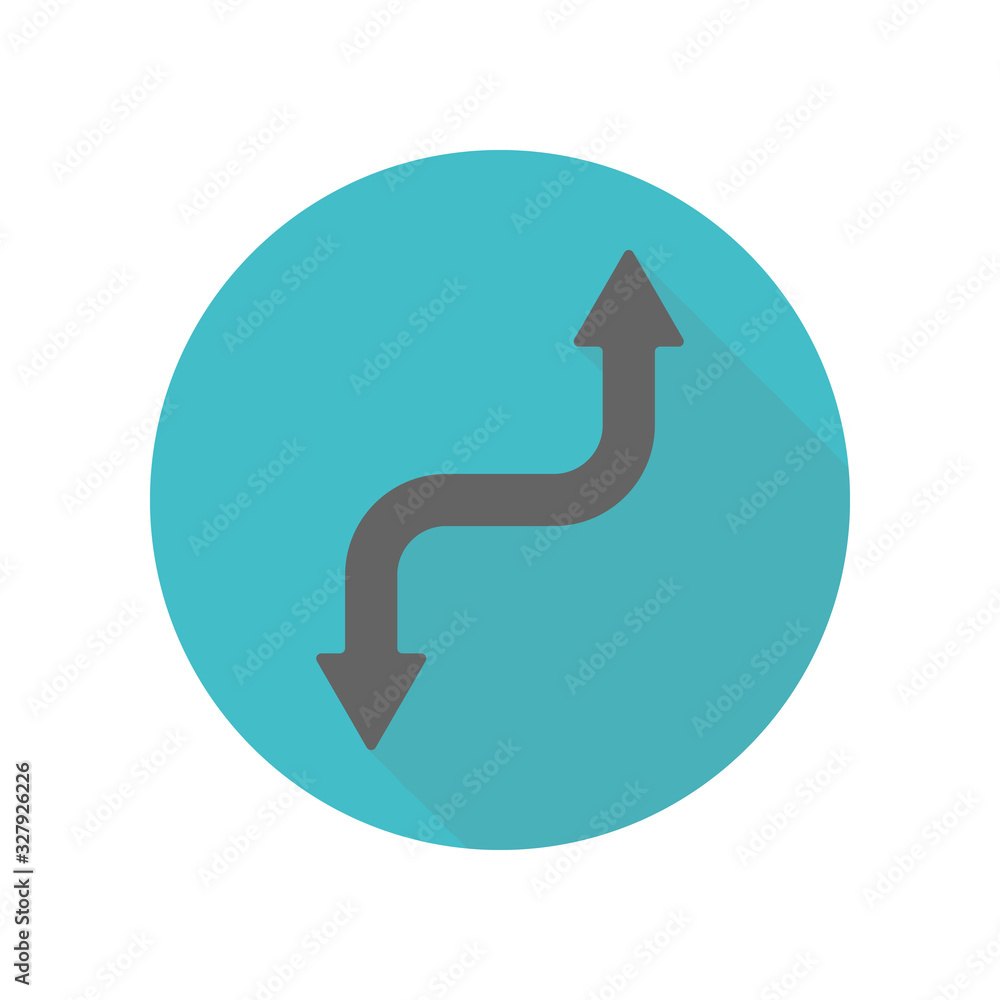 Poster arrow long shadow icon. simple glyph, flat vector of arrow icons for ui and ux, website or mobile ap
