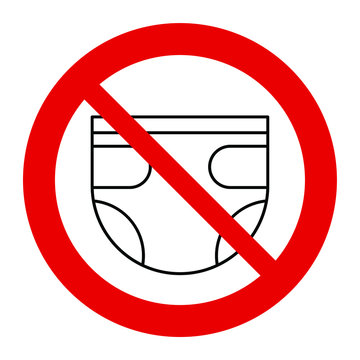  No baby diaper icon vector. Not allow   nappy  sign. The red circle prohibiting sing 