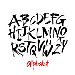 Vector Acrylic Brush Style Hand Drawn Alphabet Font. Calligraphy alphabet on a white background