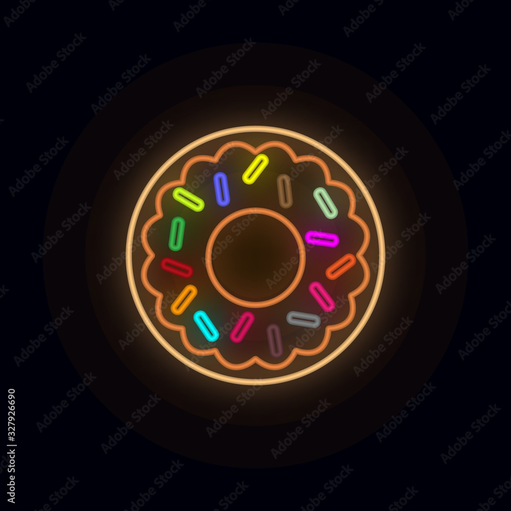Poster donut, doughnut, yummy neon icon. simple thin line, outline vector of web icons for ui and ux, websi