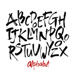 Vector Acrylic Brush Style Hand Drawn Alphabet Font. Calligraphy alphabet on a white background. Ink hand lettering.