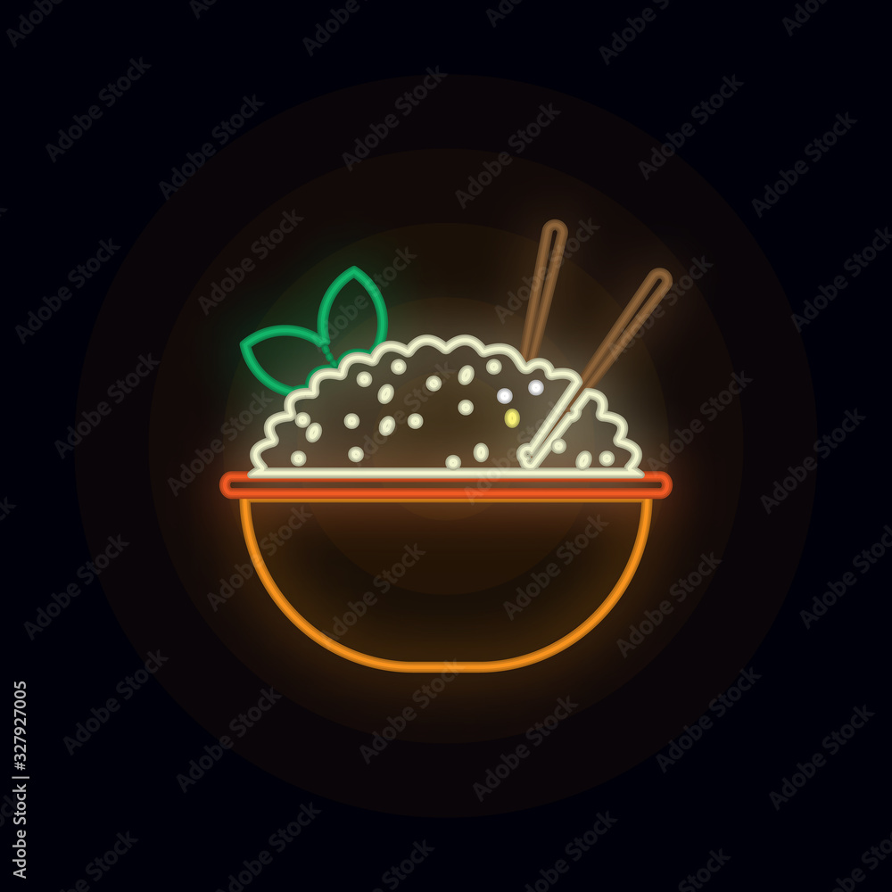 Poster rice, food neon icon. simple thin line, outline vector of web icons for ui and ux, website or mobile