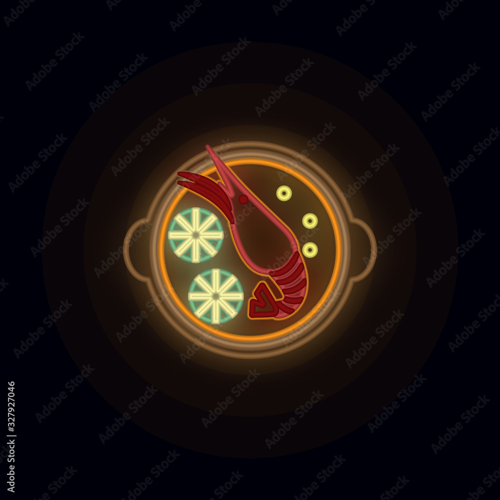Poster tom yum goong neon icon. simple thin line, outline vector of web icons for ui and ux, website or mob