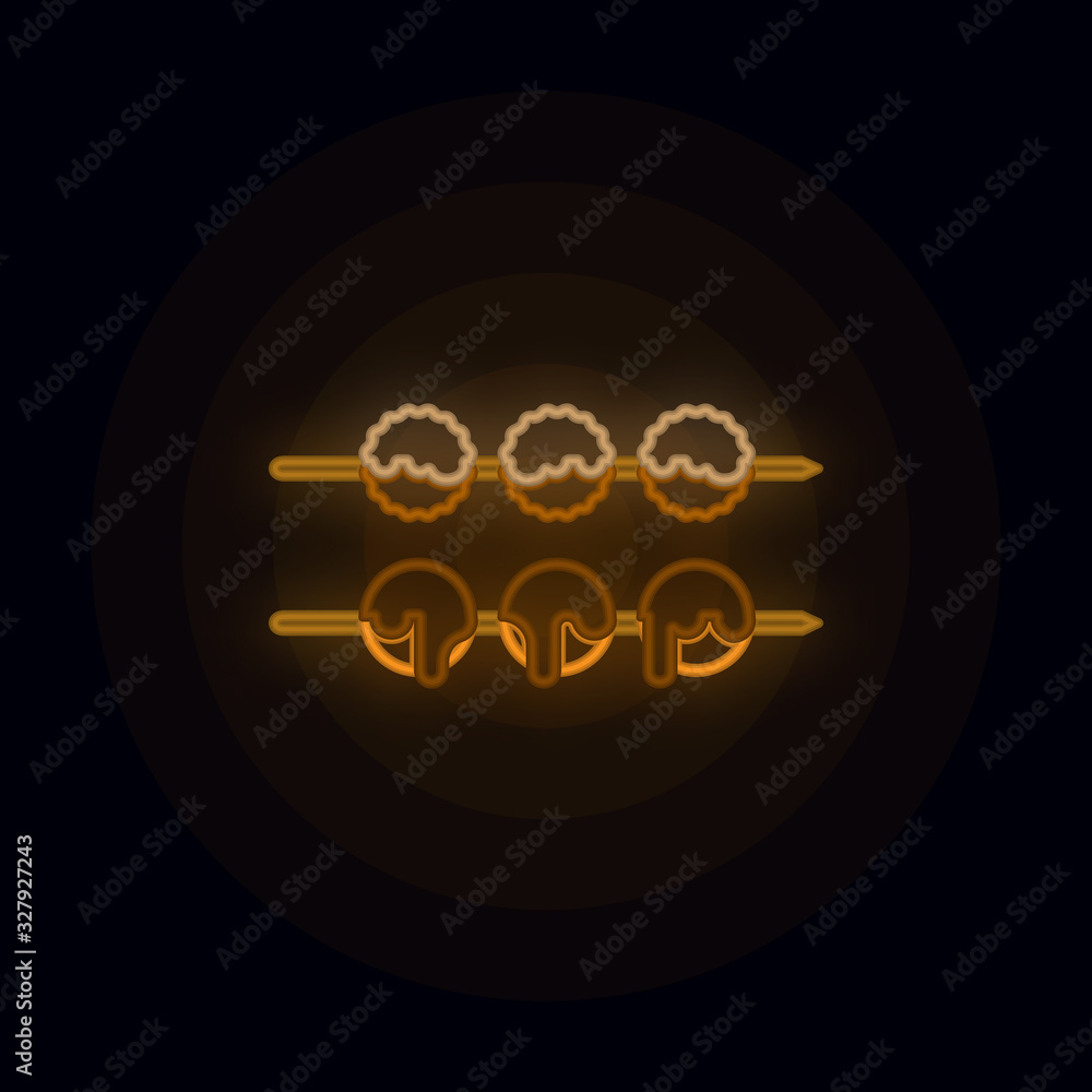 Poster meat ball neon icon. simple thin line, outline vector of web icons for ui and ux, website or mobile 
