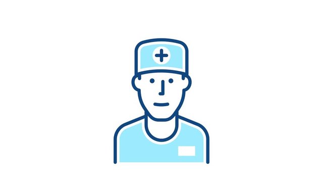 Medicine doctor line icon. Medic man sign. Animation with alpha channel.