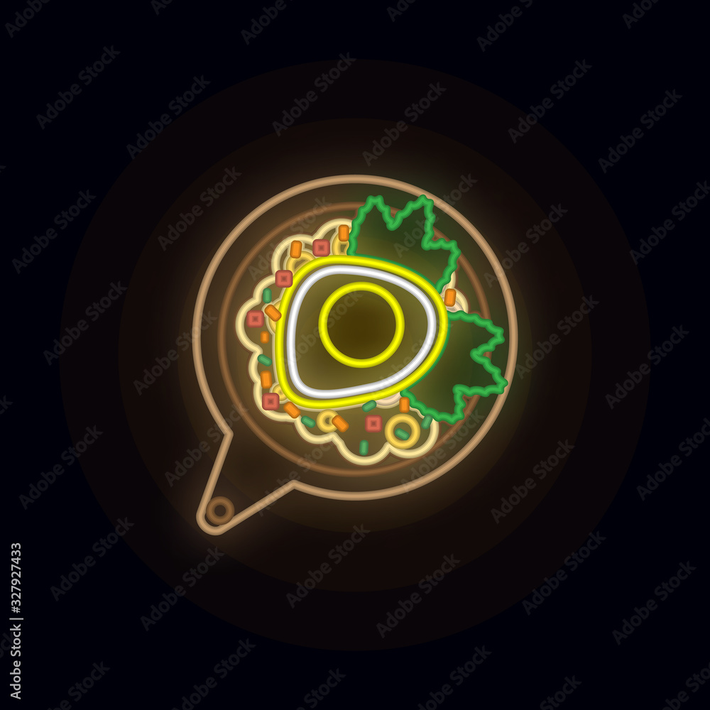Poster fried rice neon icon. simple thin line, outline vector of web icons for ui and ux, website or mobile