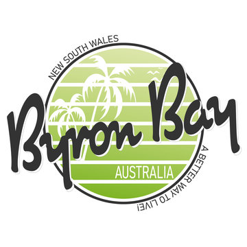Abstract Byron Bay Australia Stamp Or Sign, Vector Illustration