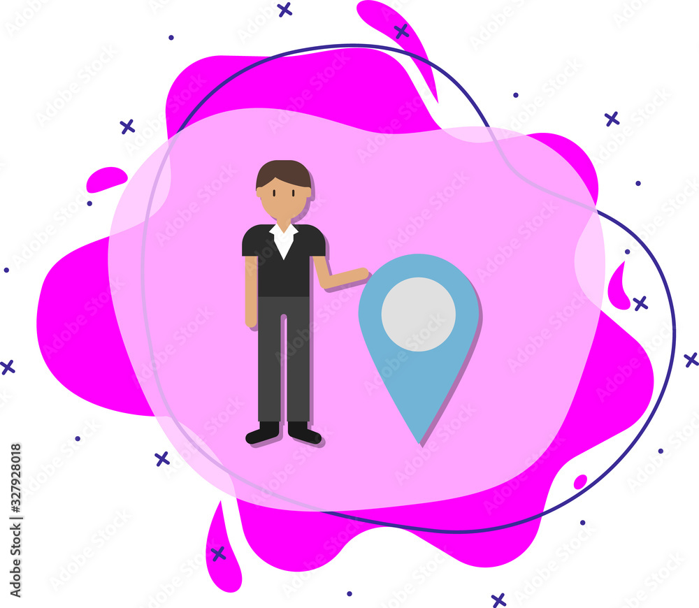 Poster man, location cartoon icon. simple color vector of travel icons for ui and ux, website or mobile app