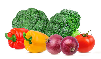 Vegetables isolated on white background with clipping path